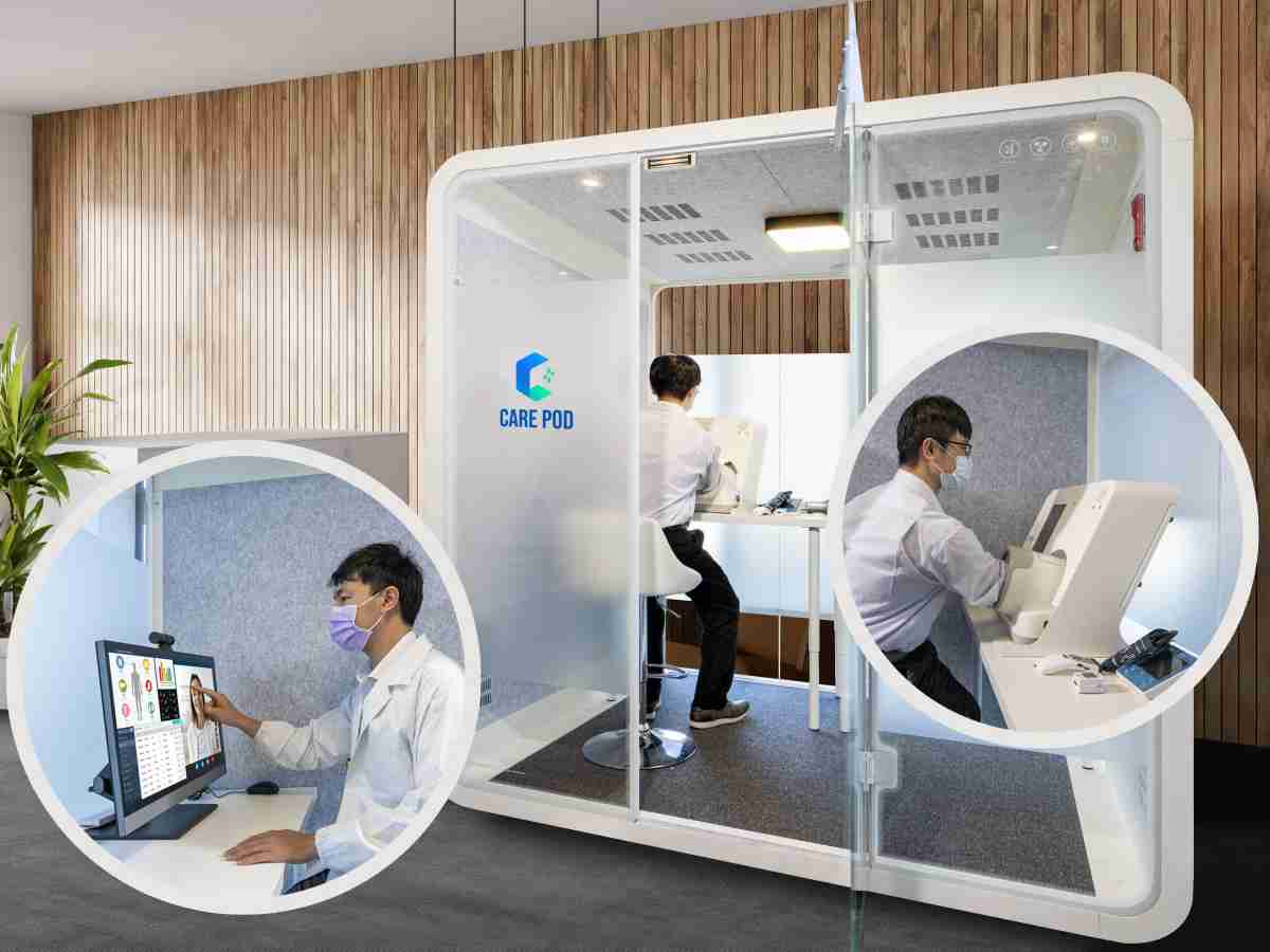 达擎于医疗科技展中展出＂远距诊疗舱＂，，，，以因应医疗数字化及社会高龄化趋势下、、复诊及慢性病患等族群对于远距看诊需求逐渐升高所推出的创新整合方案。。多功能合一、、高隐私性的远距诊疗舱可根据病患端与医师端的不同需求，，提供弹性化及客制化功能，，，节省医生和病患的精力及时间